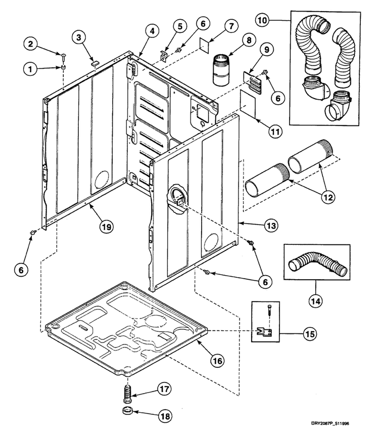 Cabinet Diagram and Parts List for SSEY07WF1500  Speed Queen Dryer