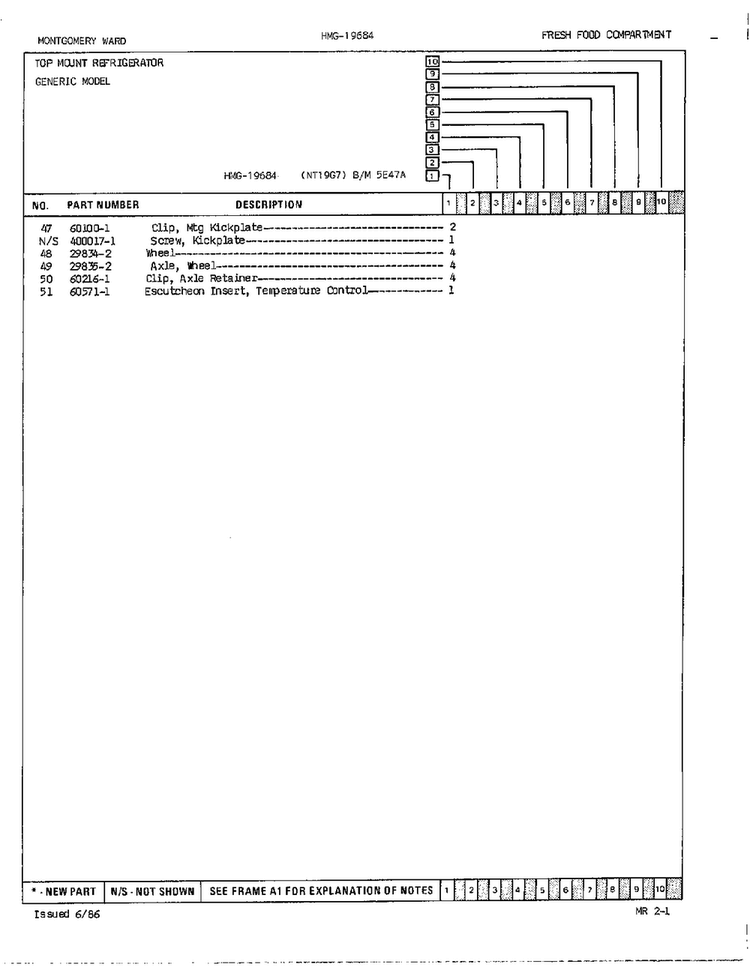 Fresh Food Compartment Assembly Page 3 Diagram and Parts List for 19684  Admiral Refrigerator