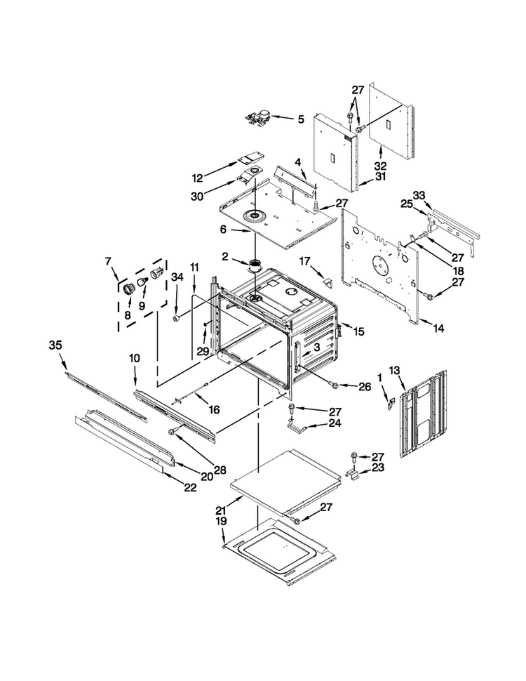 Upper Oven Parts Diagram and Parts List for MEW7630AB01  Maytag Wall Oven