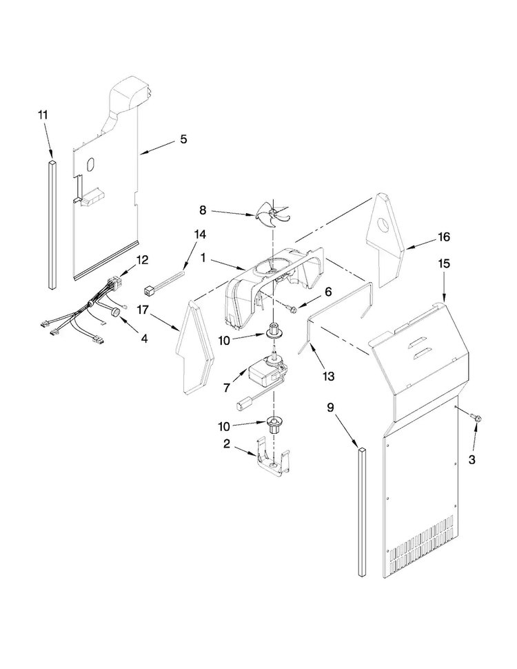 Air Flow Parts Diagram and Parts List for ASD2522WRS07  Amana Refrigerator