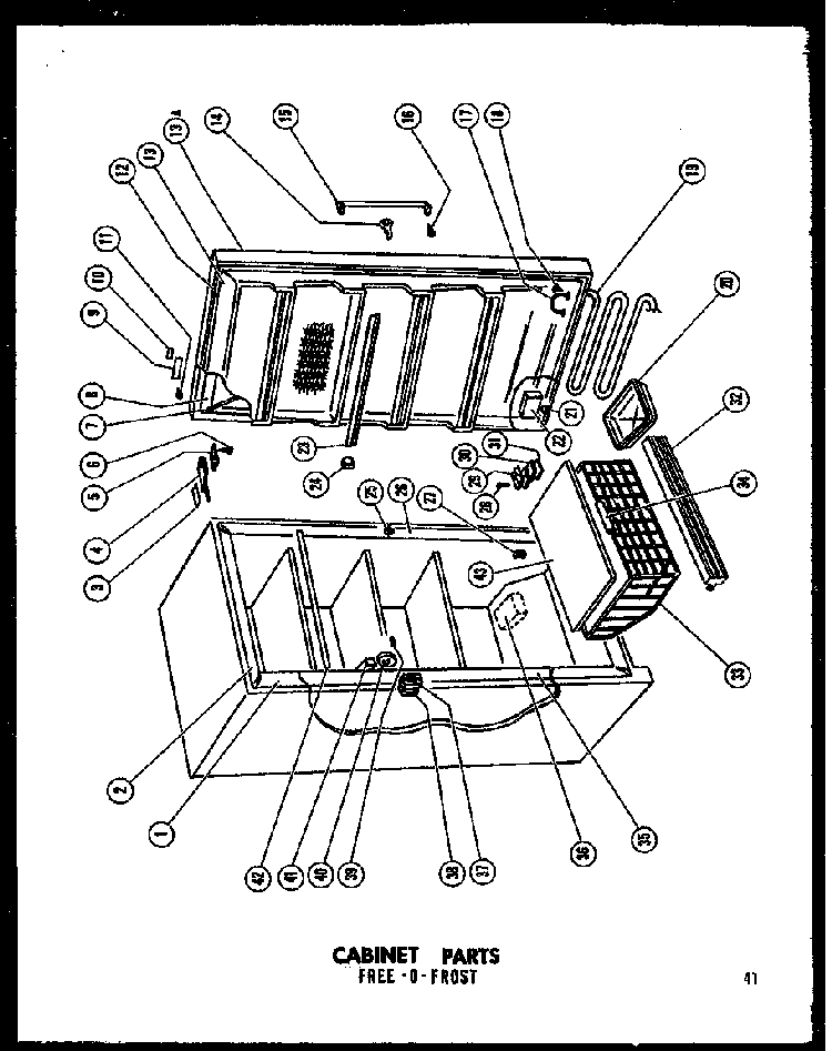 Cabinet Parts Diagram and Parts List for EU18F P60117-8W Amana Freezer