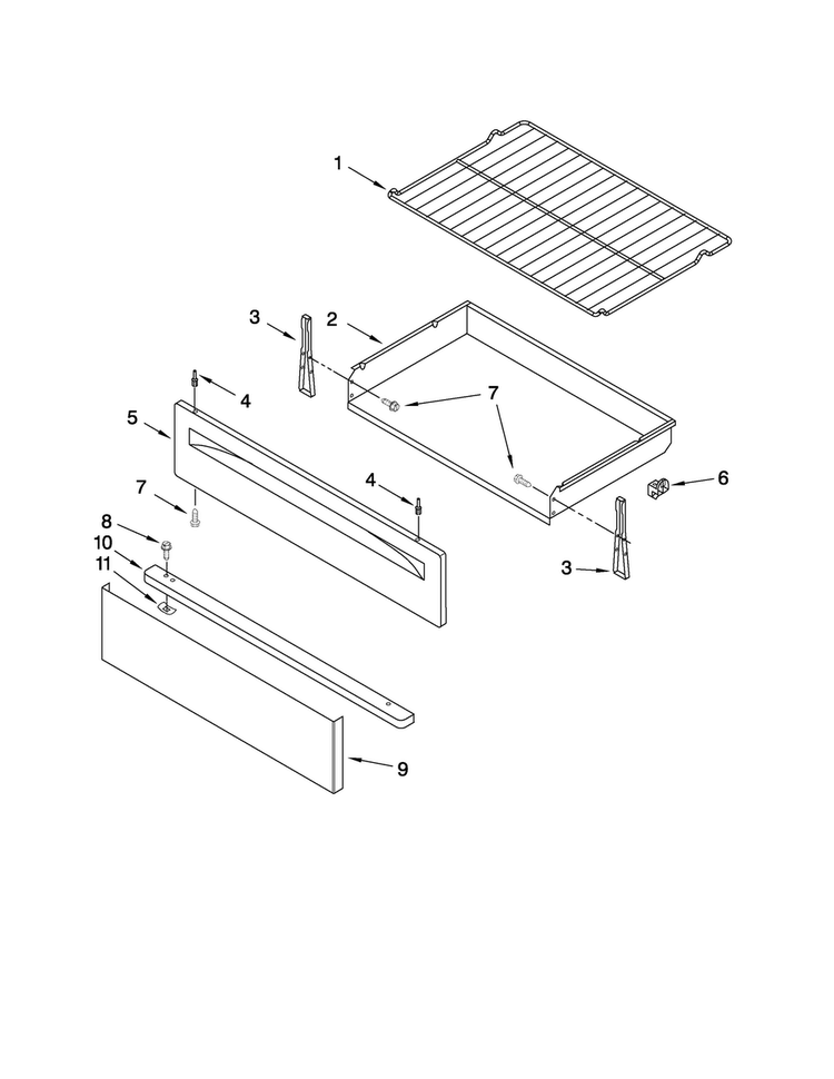 Drawer & Broiler Parts Diagram and Parts List for MGR7661WB0  Maytag Range