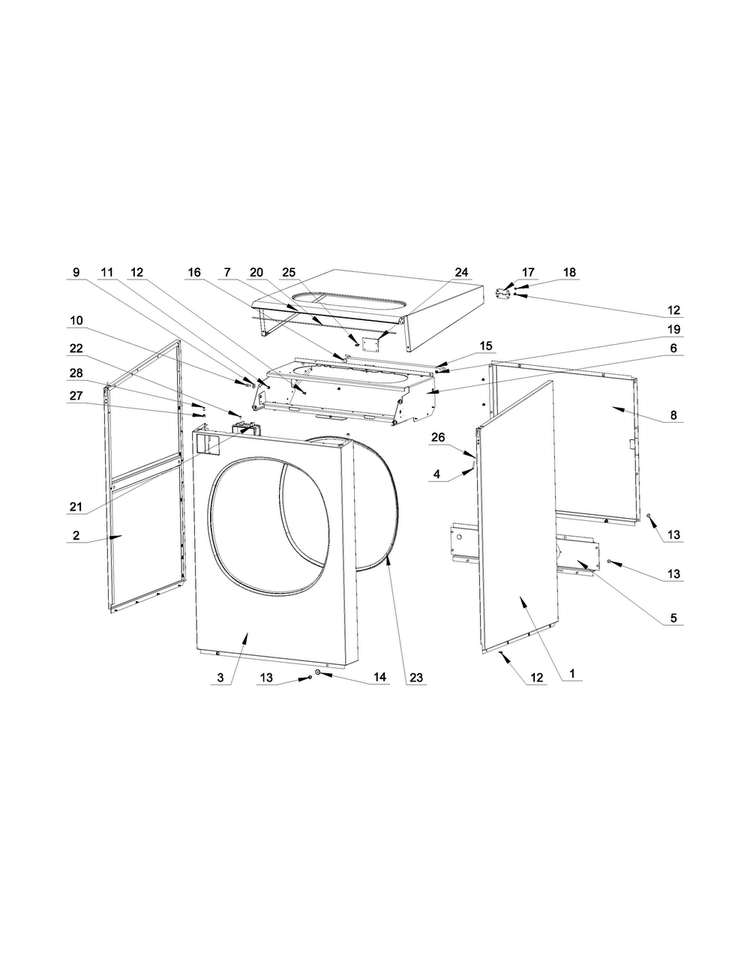 Cabinet Parts Diagram and Parts List for MXS20PDATS  Maytag Washer
