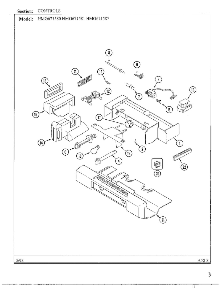 Controls Diagram and Parts List for HMG671580  Admiral Refrigerator
