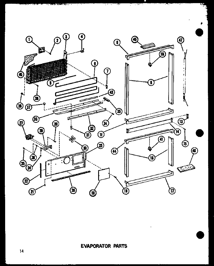 EVAP PARTS Diagram and Parts List for BCI20D P6023524W Amana Refrigerator