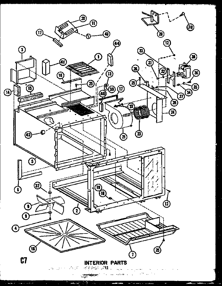 INTERIOR PARTS Diagram and Parts List for RVP397  Caloric Microwave Oven Combo