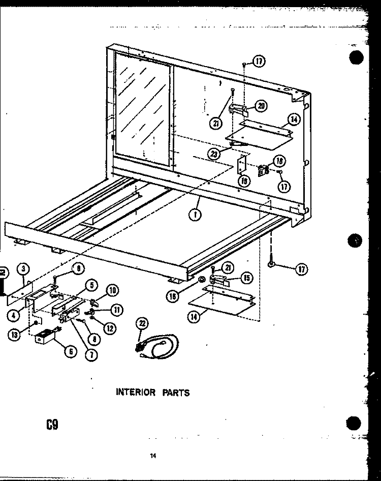INTERIOR PARTS Diagram and Parts List for RVP397  Caloric Microwave Oven Combo