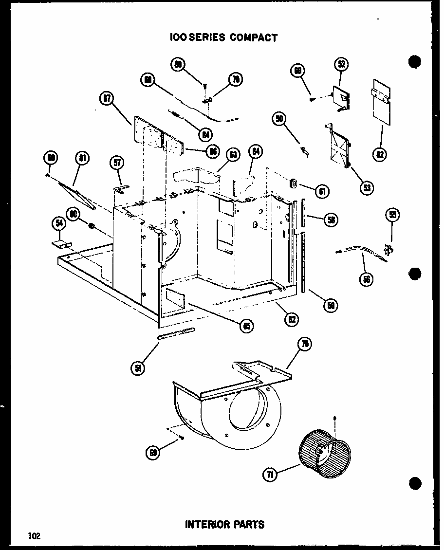 Interior Parts Diagram and Parts List for 109-5NE P54975-8R Amana Air Conditioner