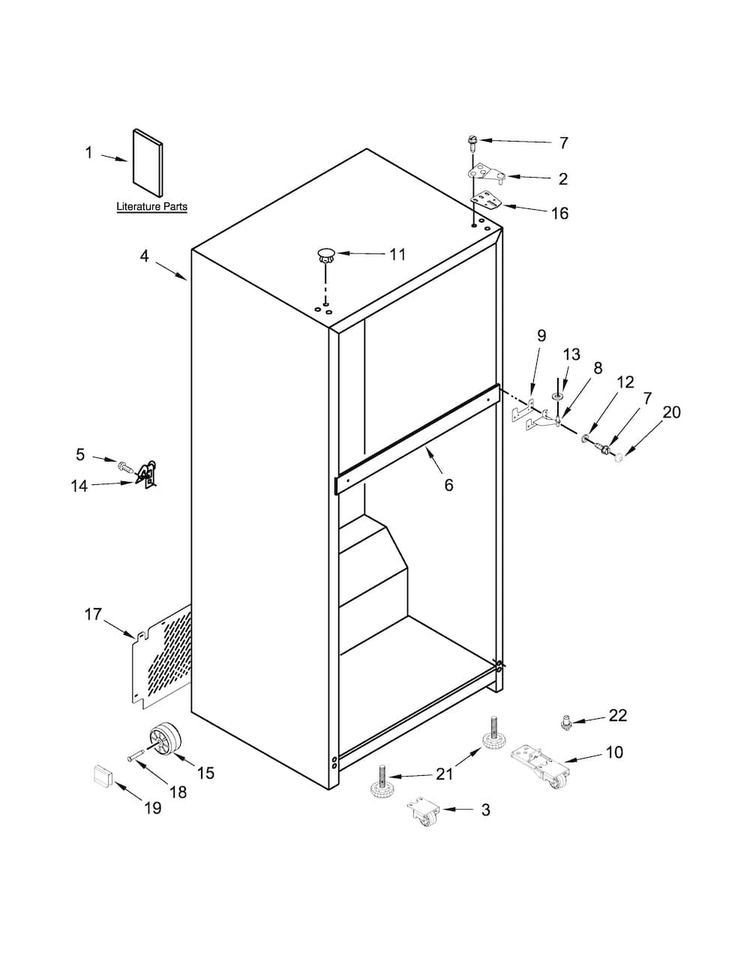 Cabinet Parts Diagram and Parts List for ART308FFDB00  Amana Refrigerator