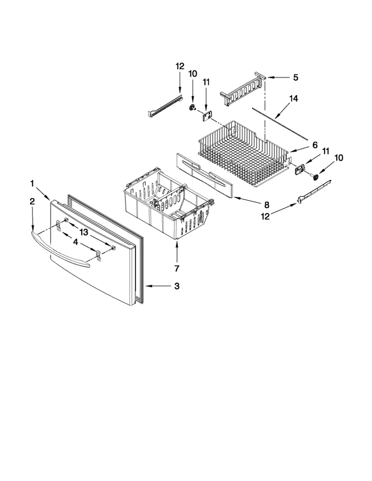 Freezer Door Parts Diagram and Parts List for MFI2670XEM3  Maytag Refrigerator