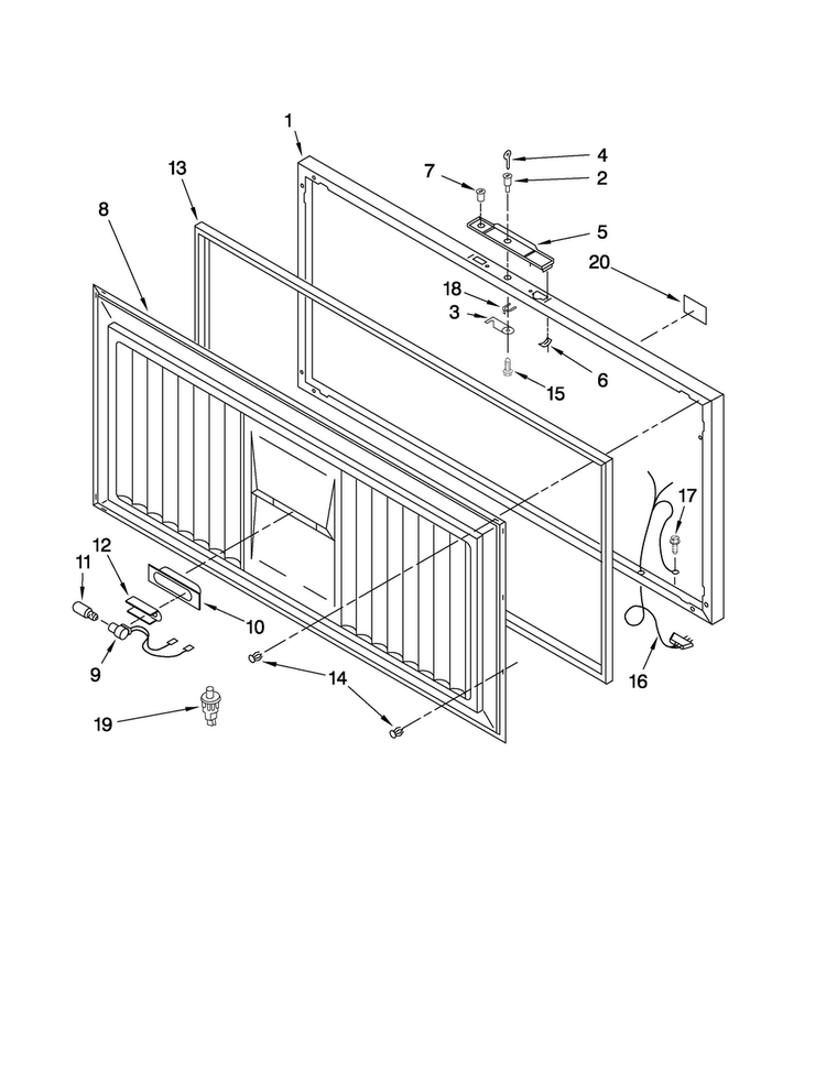 Door Parts Diagram and Parts List for AQC0901TRW03  Amana Freezer