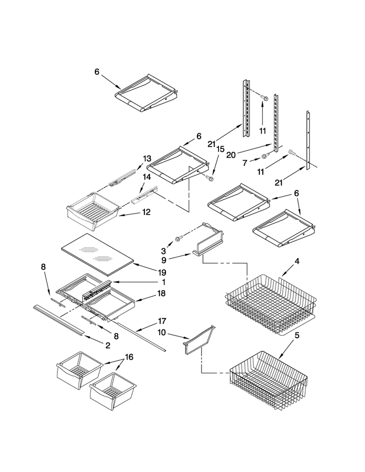 Shelf Parts Diagram and Parts List for MBL2256KES6  Maytag Refrigerator