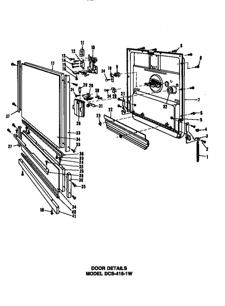 Door Details 7 Diagram and Parts List for DUS-414-19  Maytag Dishwasher