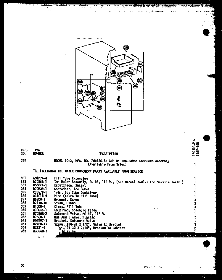 Section 3 Diagram and Parts List for ESRF-16W-C-P60303-23WC  Amana Refrigerator