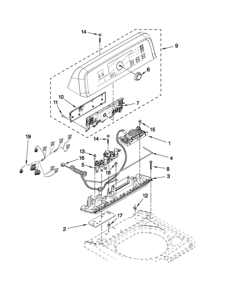 Control Panel Parts Diagram and Parts List for MVWB850YG0  Maytag Washer