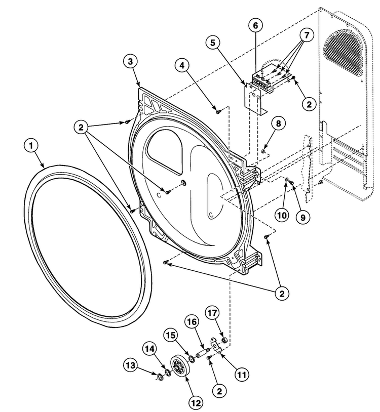 Roller Assy Diagram and Parts List for SSGT09QF  Speed Queen Dryer