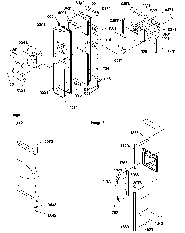 Freezer Door Diagram and Parts List for SGD521SW-P1197103WW  Amana Refrigerator