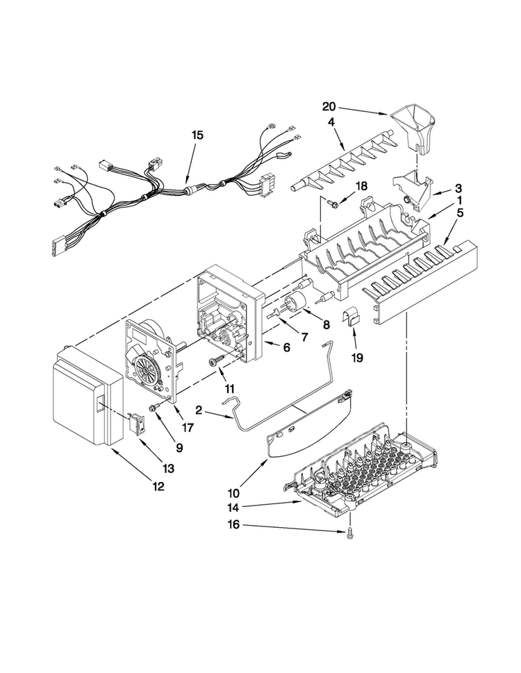Icemaker Parts Diagram and Parts List for JFI2089WES4  Jenn-Air Refrigerator
