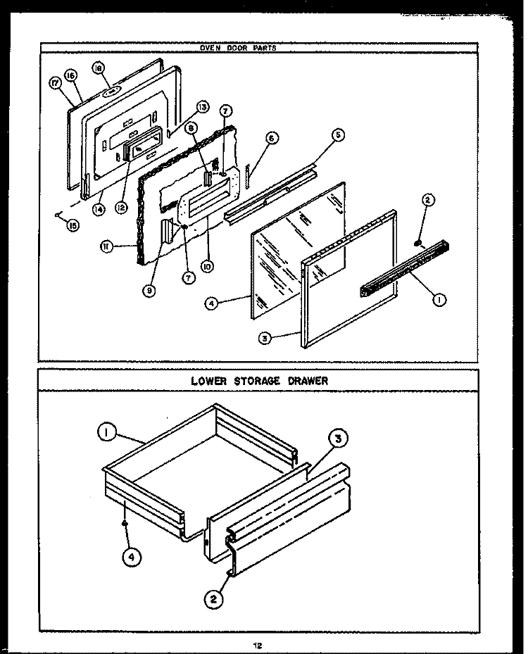 UPPER OVEN PARTS Diagram and Parts List for EKD395  Amana Microwave Oven Combo