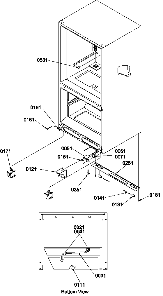 Insulation & Roller Assembly Diagram and Parts List for BR22VW-P1321505WW  Amana Refrigerator