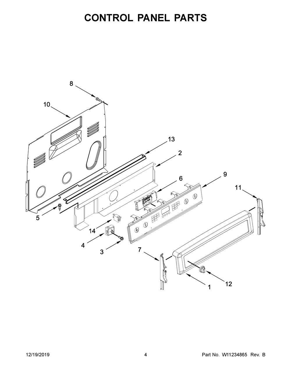 Control Panel Parts Diagram and Parts List for MER8800FZ2  Maytag Range