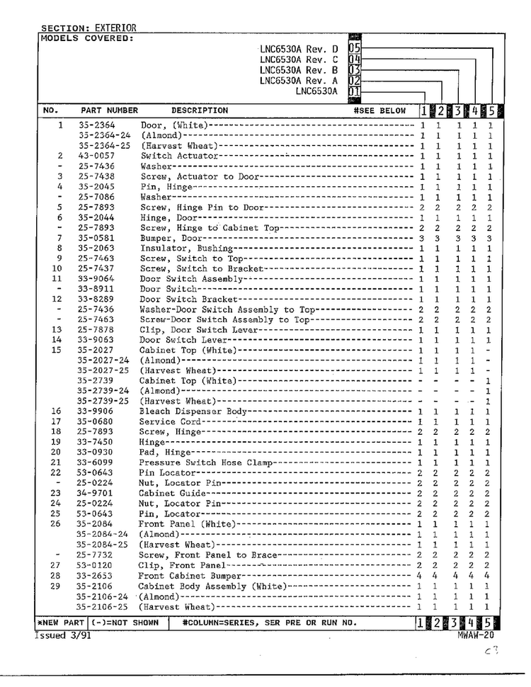 Exterior Page 2 Diagram and Parts List for 6530A REV A Norge Washer