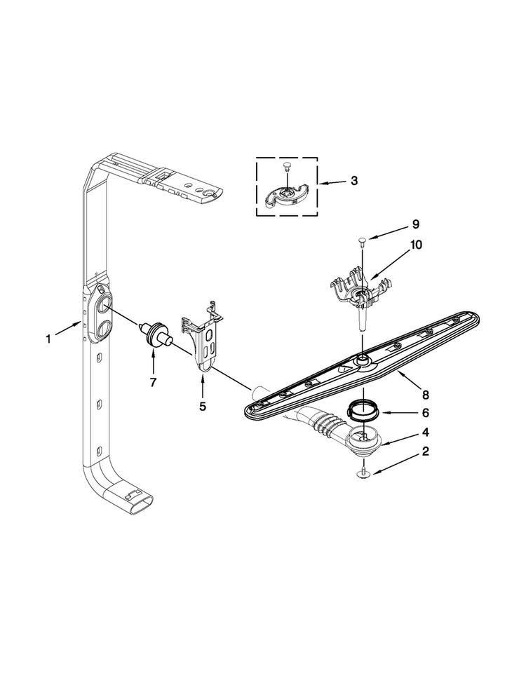Upper Wash And Rinse Parts Diagram and Parts List for MDB8949SBM2  Maytag Dishwasher
