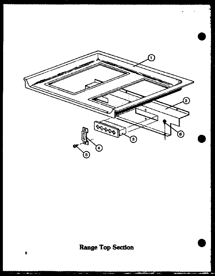 RANGE TOP SECTION Diagram and Parts List for ADMIC P8554805S Amana Range