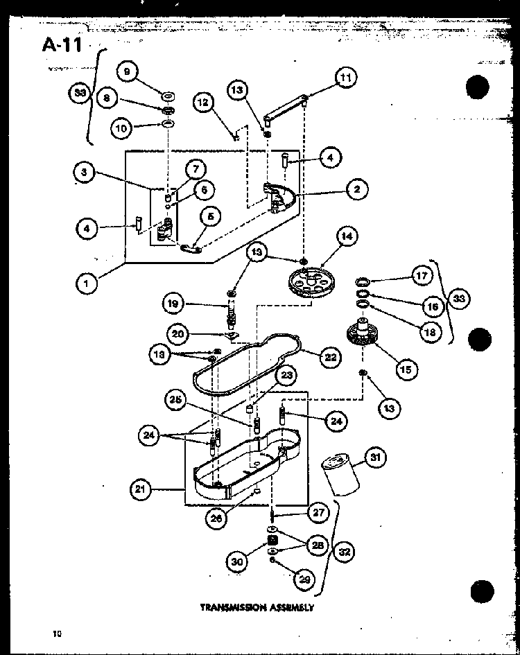 Transmission Assembly Diagram and Parts List for TWA-200 P75753-1W Amana Washer