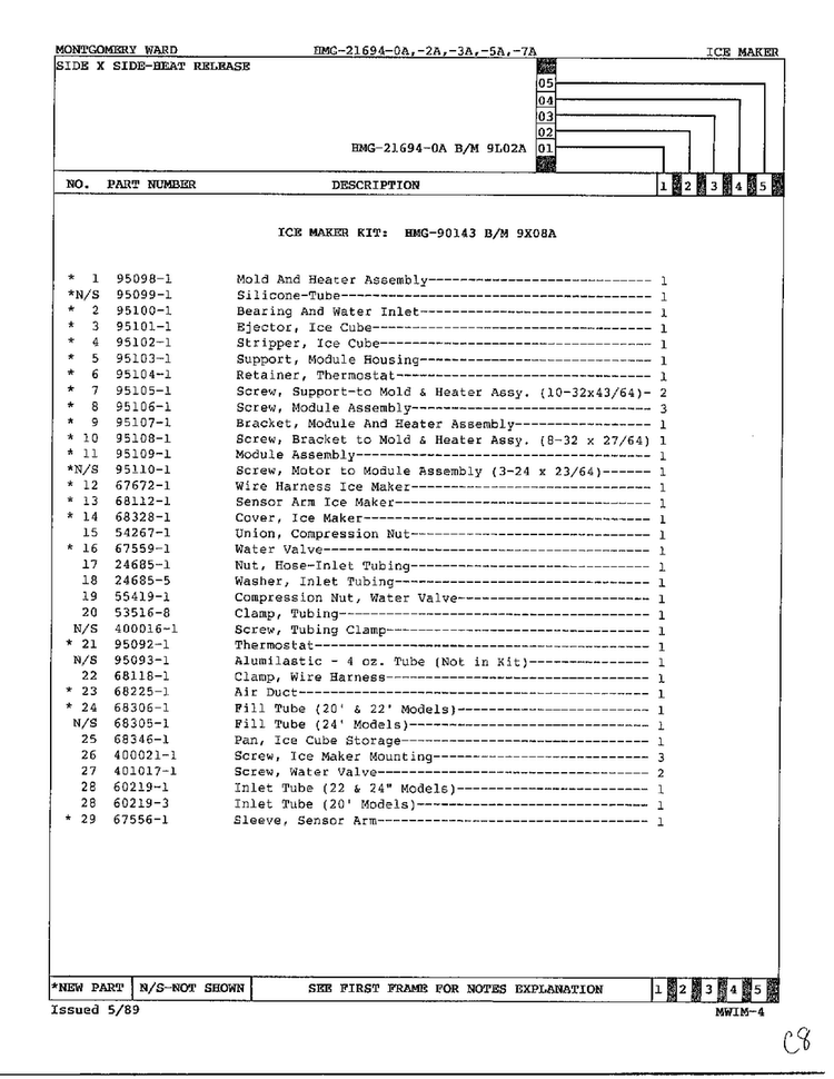 Ice Maker Page 2 Diagram and Parts List for 21694A  Admiral Refrigerator