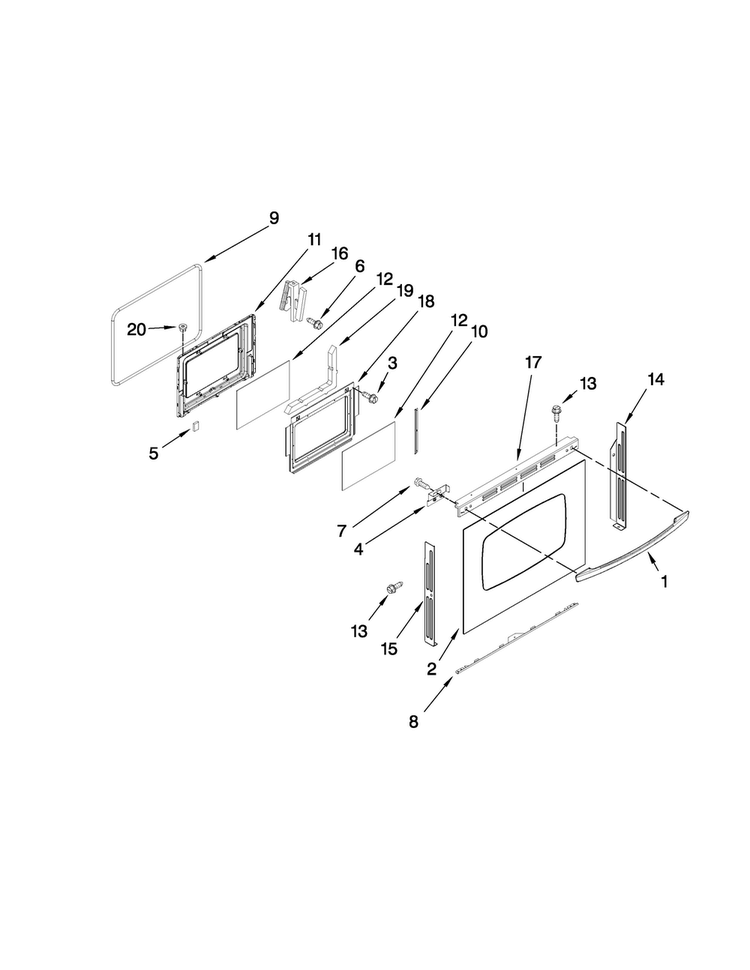 Lower Door Parts Diagram and Parts List for MGR6775BDW18  Maytag Range
