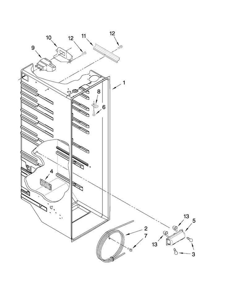 Refrigerator Liner Parts Diagram and Parts List for MSF25D2EAS01  Maytag Refrigerator