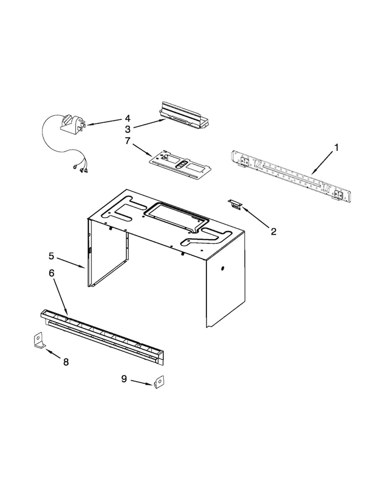 Cabinet And Installation Parts Diagram and Parts List for AMV1150VAB4  Amana Microwave