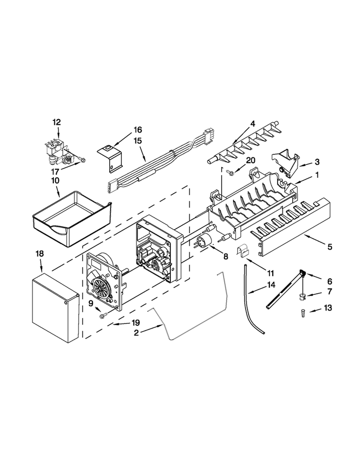 Ice Maker Diagram and Parts List for JFC2089WTB9  Jenn-Air Refrigerator