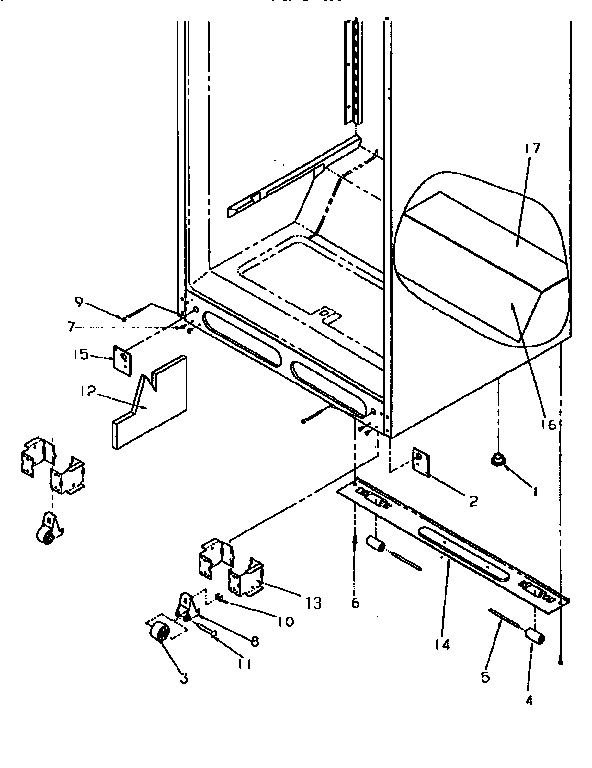 Cabinet Bottom Diagram and Parts List for TR21S4E-1196104WE  Amana Refrigerator