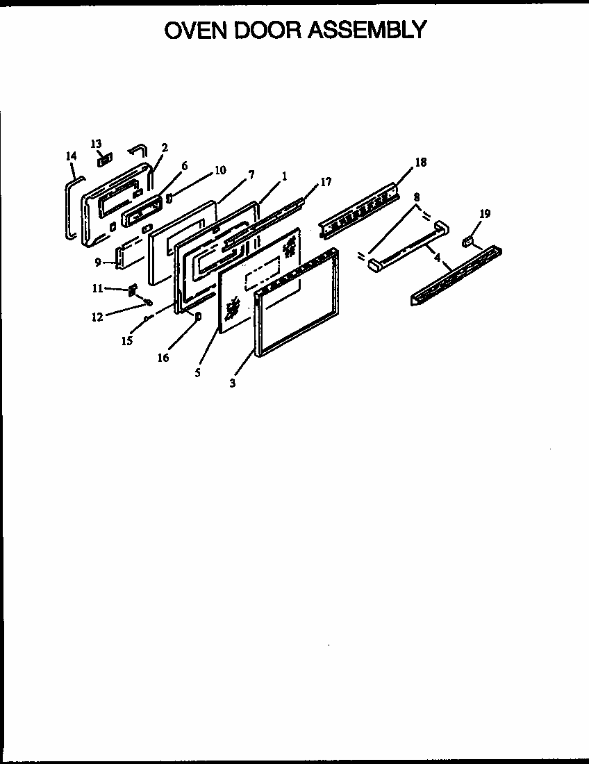 Oven Door Assembly Diagram and Parts List for ARS635W-P1113803W  Amana Range