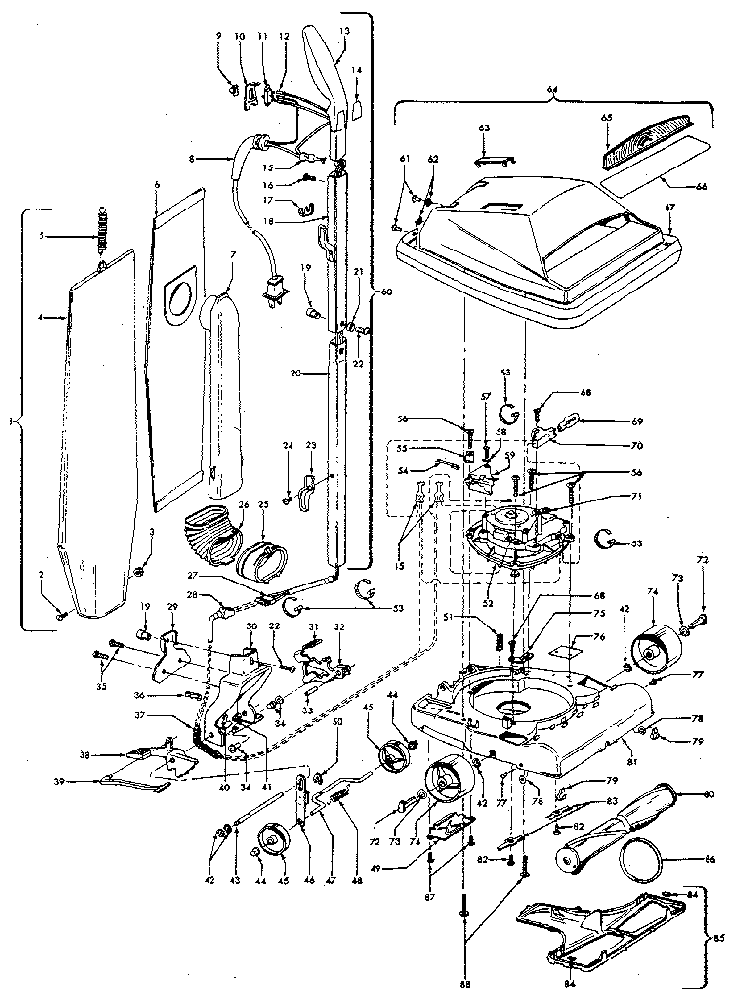 Unit Parts Diagram and Parts List for U4729-900  Hoover Upright Vacuum
