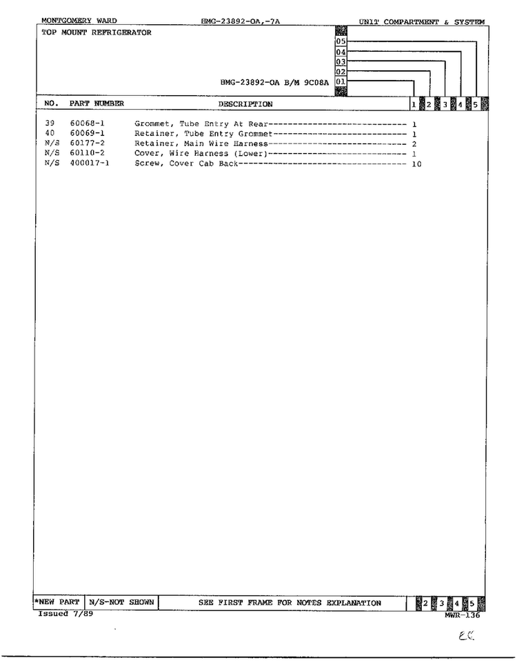 Unit Compartment And System Page 3 Diagram and Parts List for 23892-OA  Admiral Refrigerator