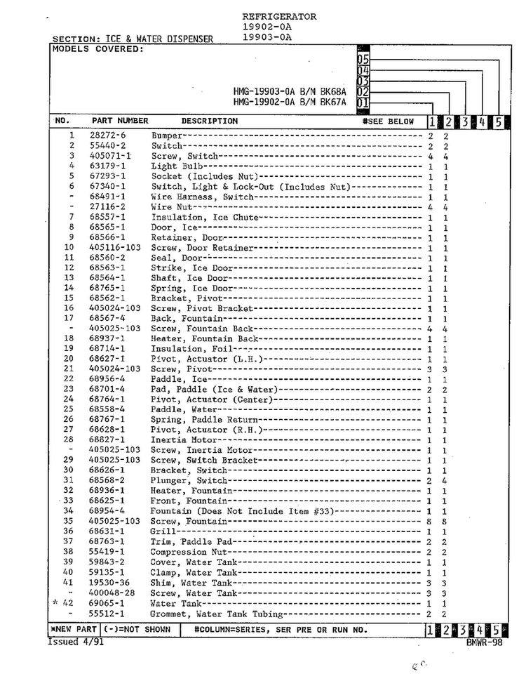 Ice And Water Dispenser Page 2 Diagram and Parts List for 19903-0A  Admiral Refrigerator