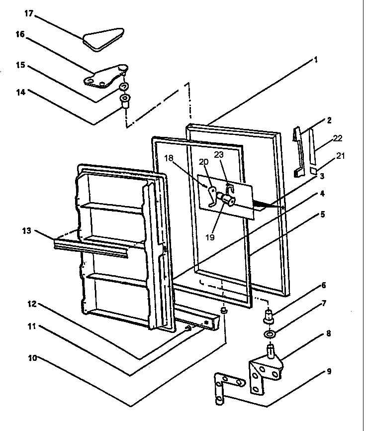 Door Assembly Diagram and Parts List for AUF170KW-P1317706W  Amana Freezer