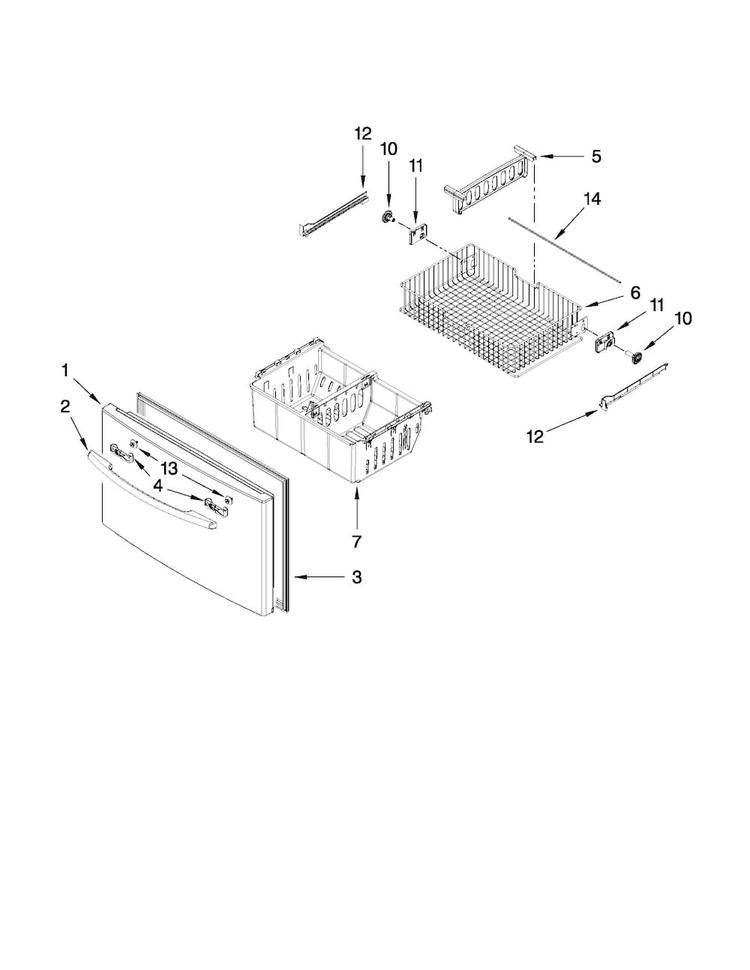 Freezer Door Parts Diagram and Parts List for MFI2665XEM3  Maytag Refrigerator