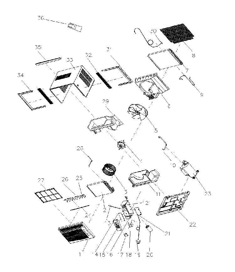 Cabinet Parts Diagram and Parts List for AW-06CR1FM  Admiral Air Conditioner