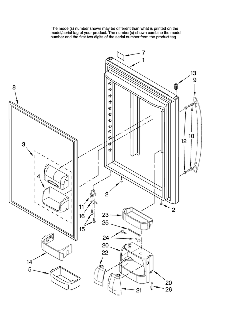 Refrigerator Door Parts Diagram and Parts List for ABR2233FES12  Amana Refrigerator