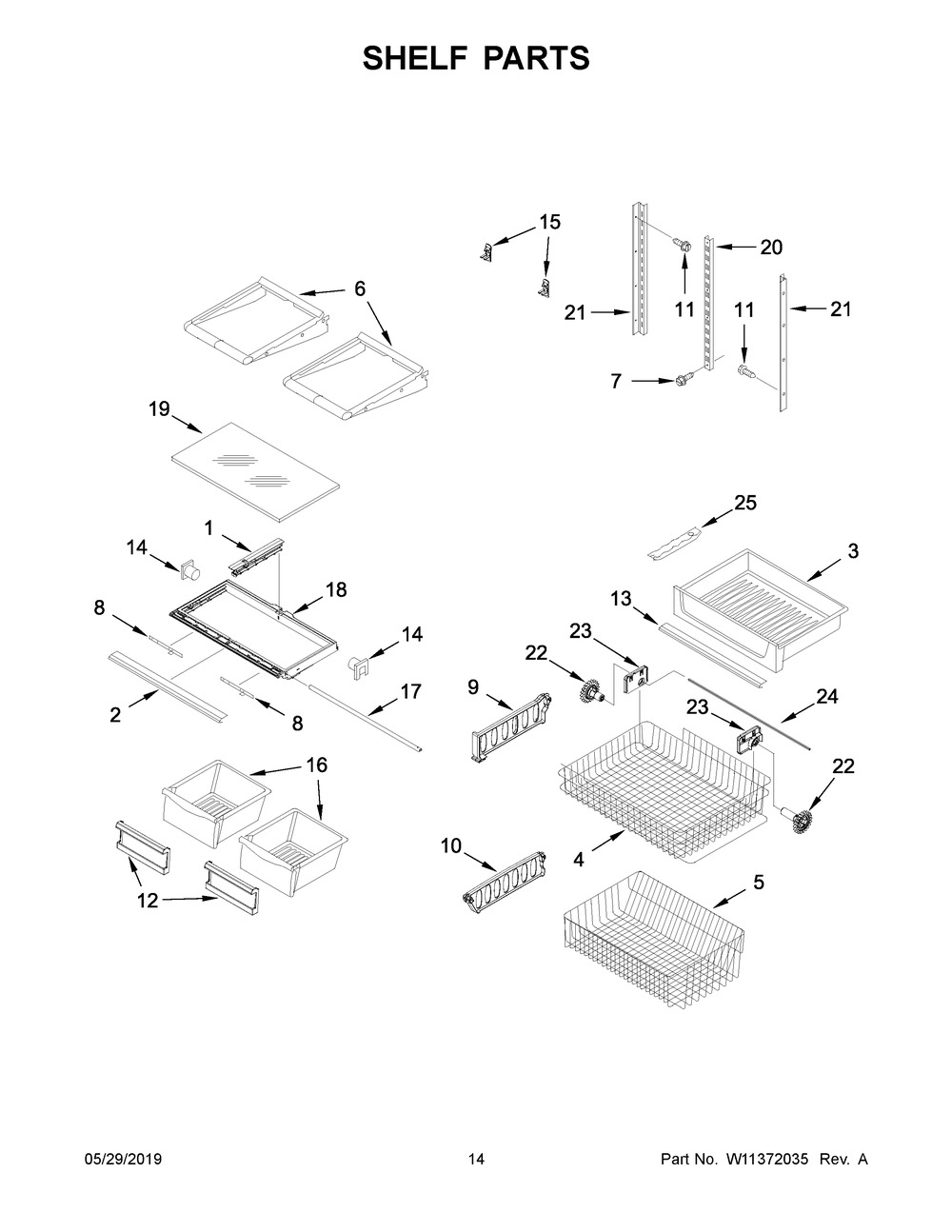Shelf Parts Diagram and Parts List for MBB1957FEW01  Maytag Refrigerator