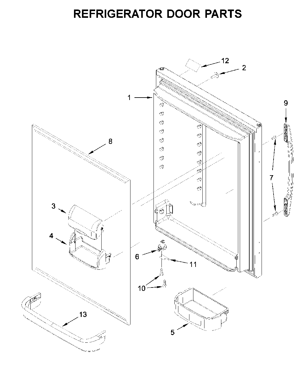 Refrigerator door parts Diagram and Parts List for 59679313511  Amana Refrigerator