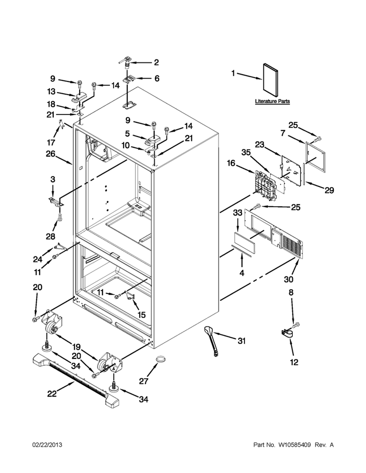Cabinet Parts Diagram and Parts List for JFI2089WTS7  Jenn-Air Refrigerator