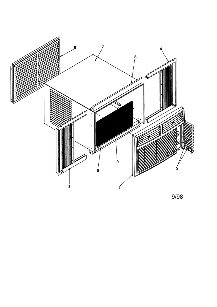 Outer Case Assembly Diagram and Parts List for RC07090A1D PRC07090A1DA Amana Air Conditioner