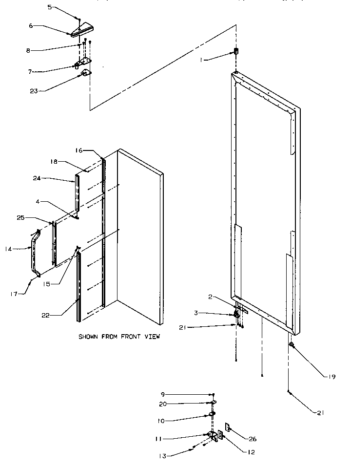 Door Hinge/trim Diagram and Parts List for SRD20S4W-P1190801WW  Amana Refrigerator