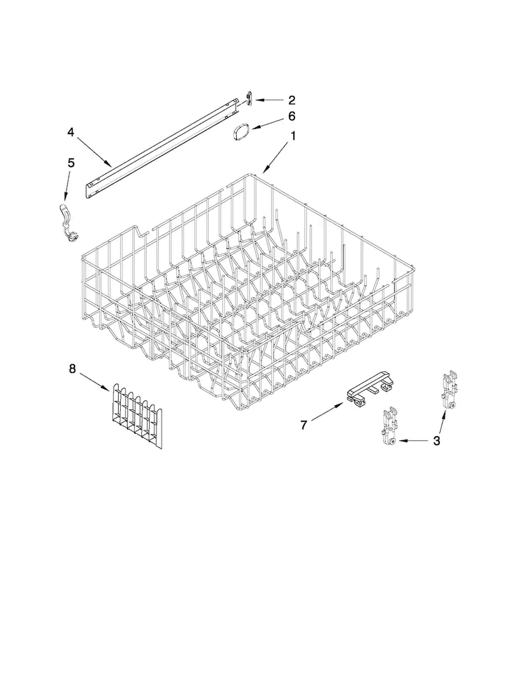 Upper Rack And Track Parts Diagram and Parts List for ADB1400AWD1  Amana Dishwasher