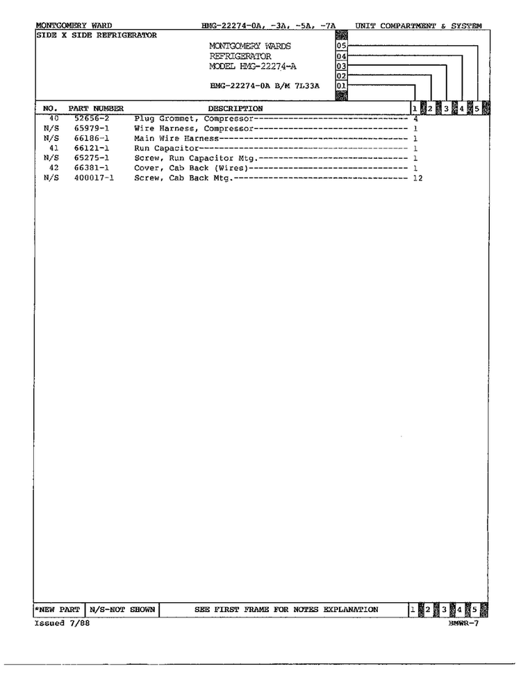Unit Compartment/system Page 3 Diagram and Parts List for 22274A  Admiral Refrigerator